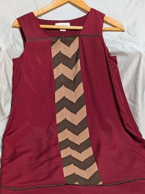 Jessica Simpson Chevron Panel Dress – Burgundy Sleeveless Geometric Style Size 1